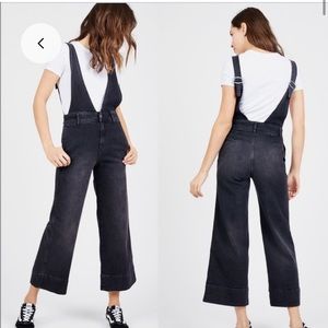 Free People Deep V Denim Jumpsuit